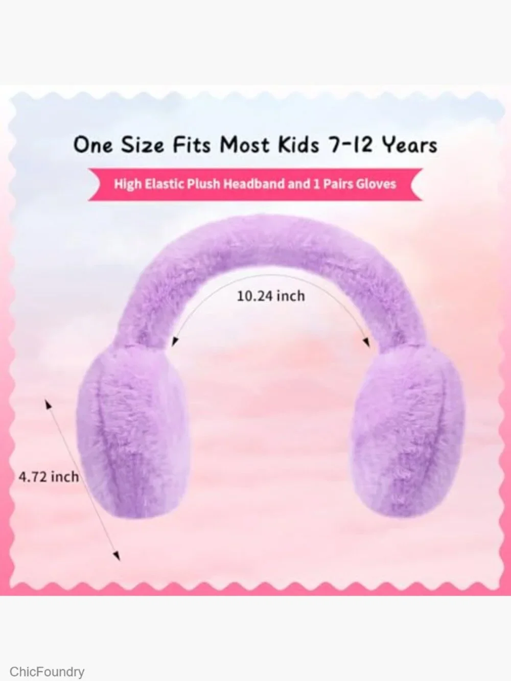 Kids Plush Earmuffs and Gloves Set Faux Fur Ear Warmers Winter Outdoor